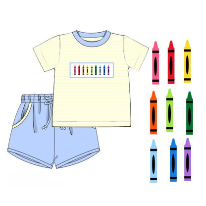 BOYS SMOCKED CRAYONS SHORT SET