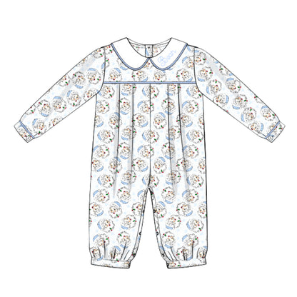 BLUE SANTA KNIT ROMPER