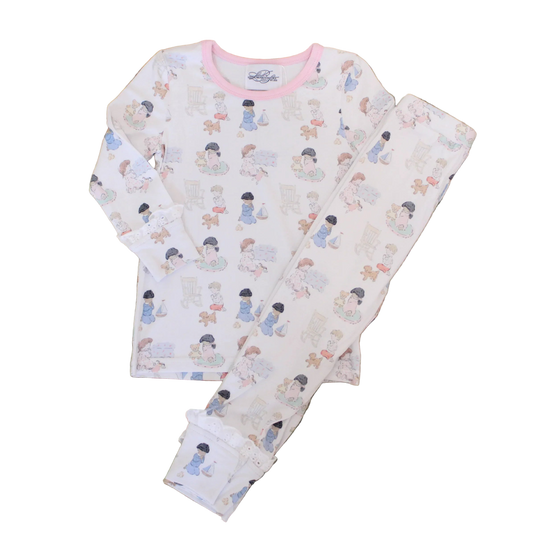 GIRLS LACE ALL ARE PRECIOUS IN HIS SIGHT 2PC BAMBOO LOUNGEWEAR