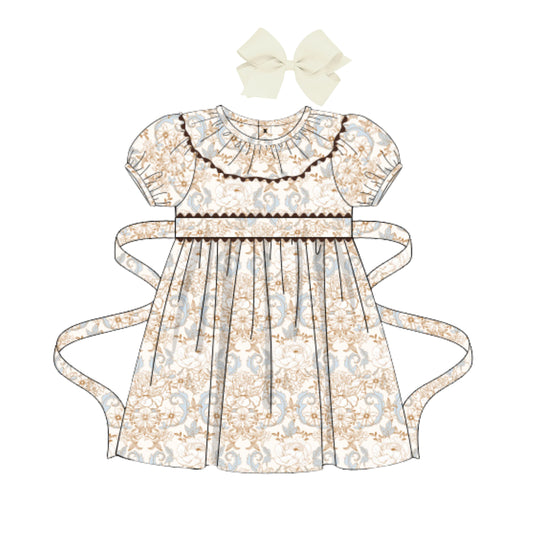 FALL DAMASK RUFFLE COLLAR DRESS