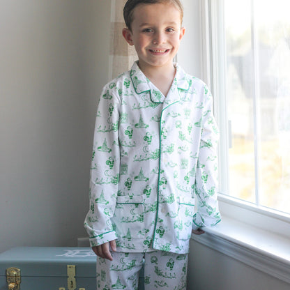 BOYS GREEN TOILE 2PC LOUNGEWEAR SET