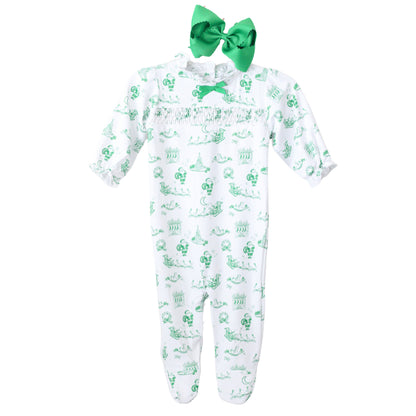 GIRLS GREEN TOILE INFANT FOOTIE