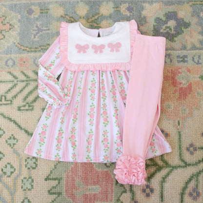 French Knot Bows Bib Legging Set