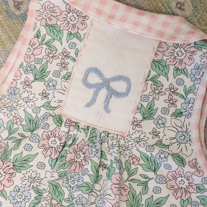 GINGHAM & FLORAL SMOCKED BOWS DIAPER SET