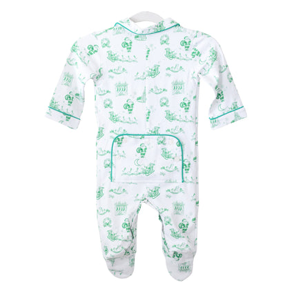 BOYS GREEN TOILE INFANT FOOTIE