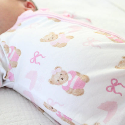 Pink Bears & Bows Bamboo Zip Up Loungewear