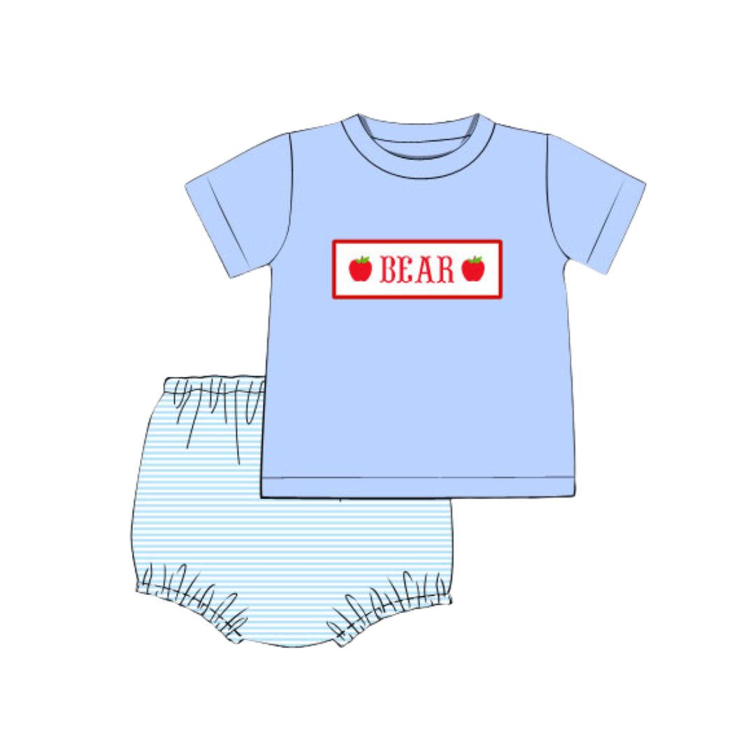 BOYS APPLE NAME SMOCK DIAPER SET