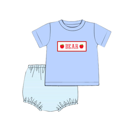 BOYS APPLE NAME SMOCK DIAPER SET