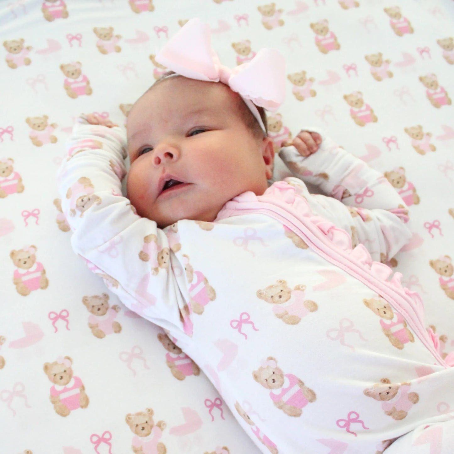 Pink Bears & Bows Bamboo Blanket