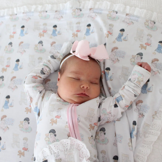 GIRLS LACE ALL ARE PRECIOUS IN HIS SIGHT BAMBOO BLANKET