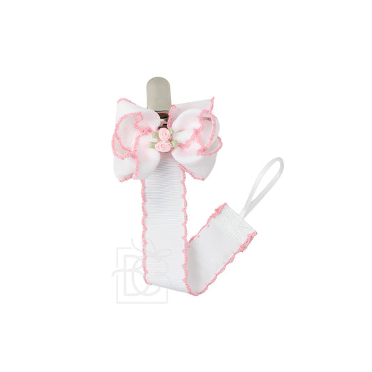 BEYOND CREATIONS ROSETTE BOW PACIFIER CLIP
