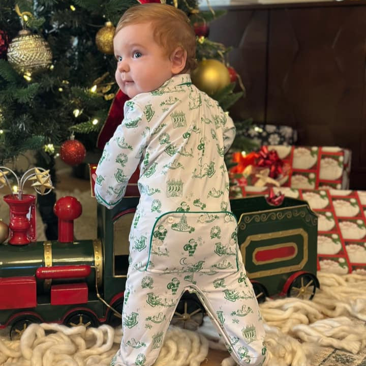 BOYS GREEN TOILE INFANT FOOTIE