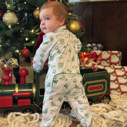 BOYS GREEN TOILE INFANT FOOTIE