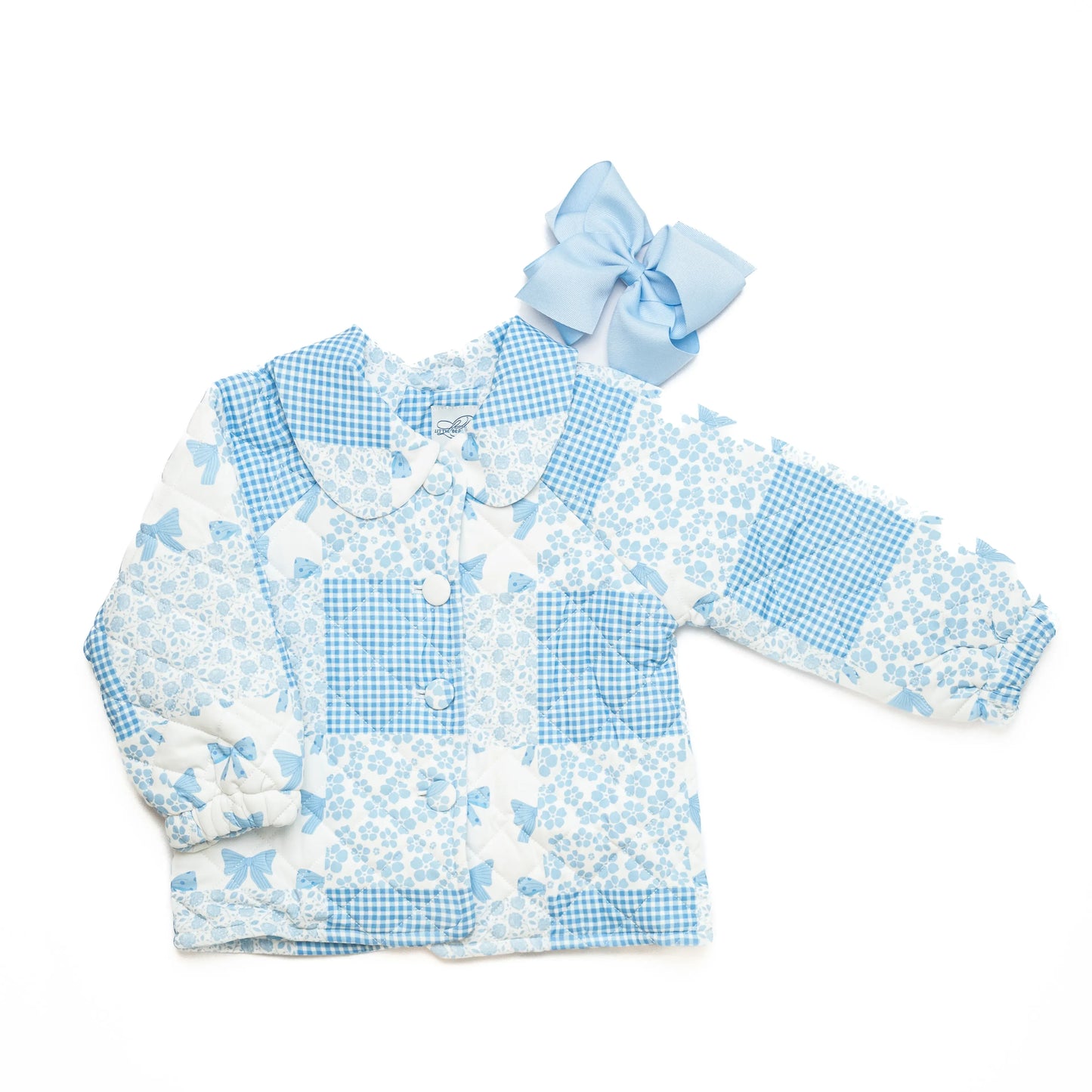 Girls Blue Patchwork Quilted Jacket