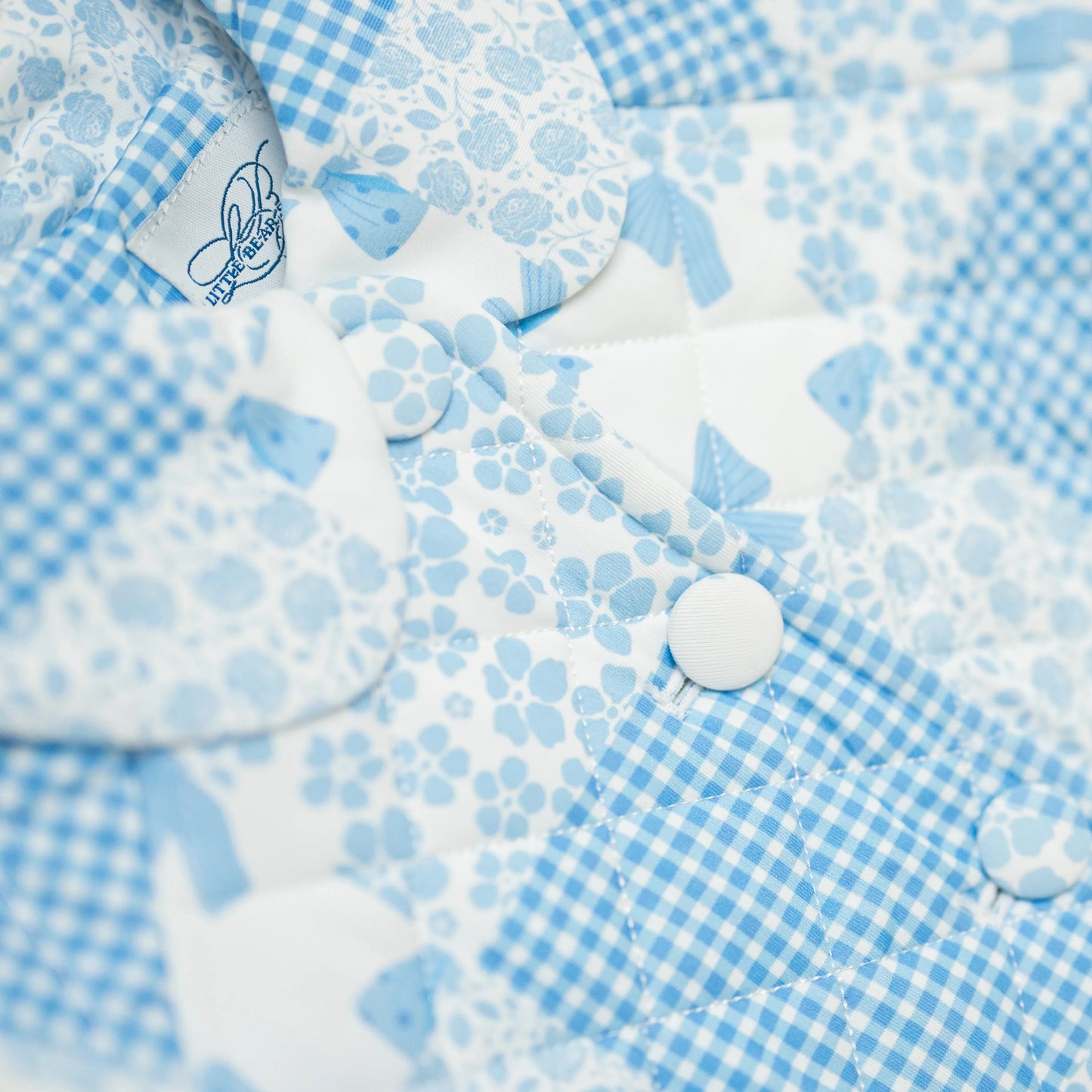 Girls Blue Patchwork Quilted Jacket