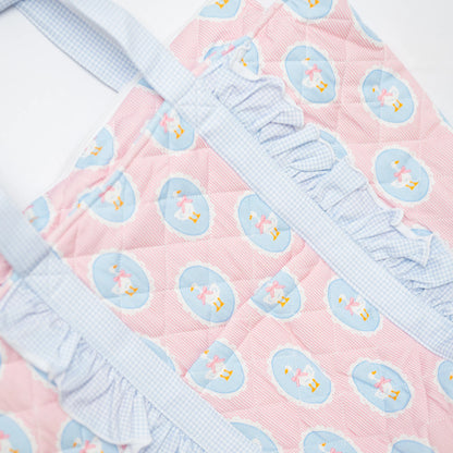 GOOSE QUILTED RUFFLE TOTE