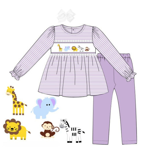 GIRLS SMOCKED ZOO LEGGING SET