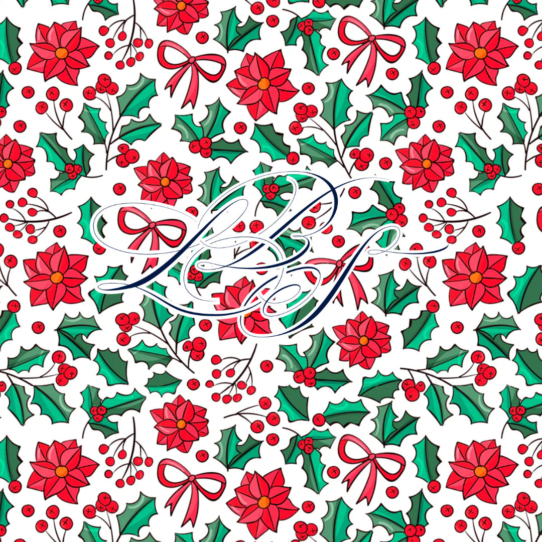 CHRISTMAS FLORAL SCALLOPED COLLAR KNIT DIAPER SET