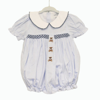 Girls Smocked Teddy Bears Bubble