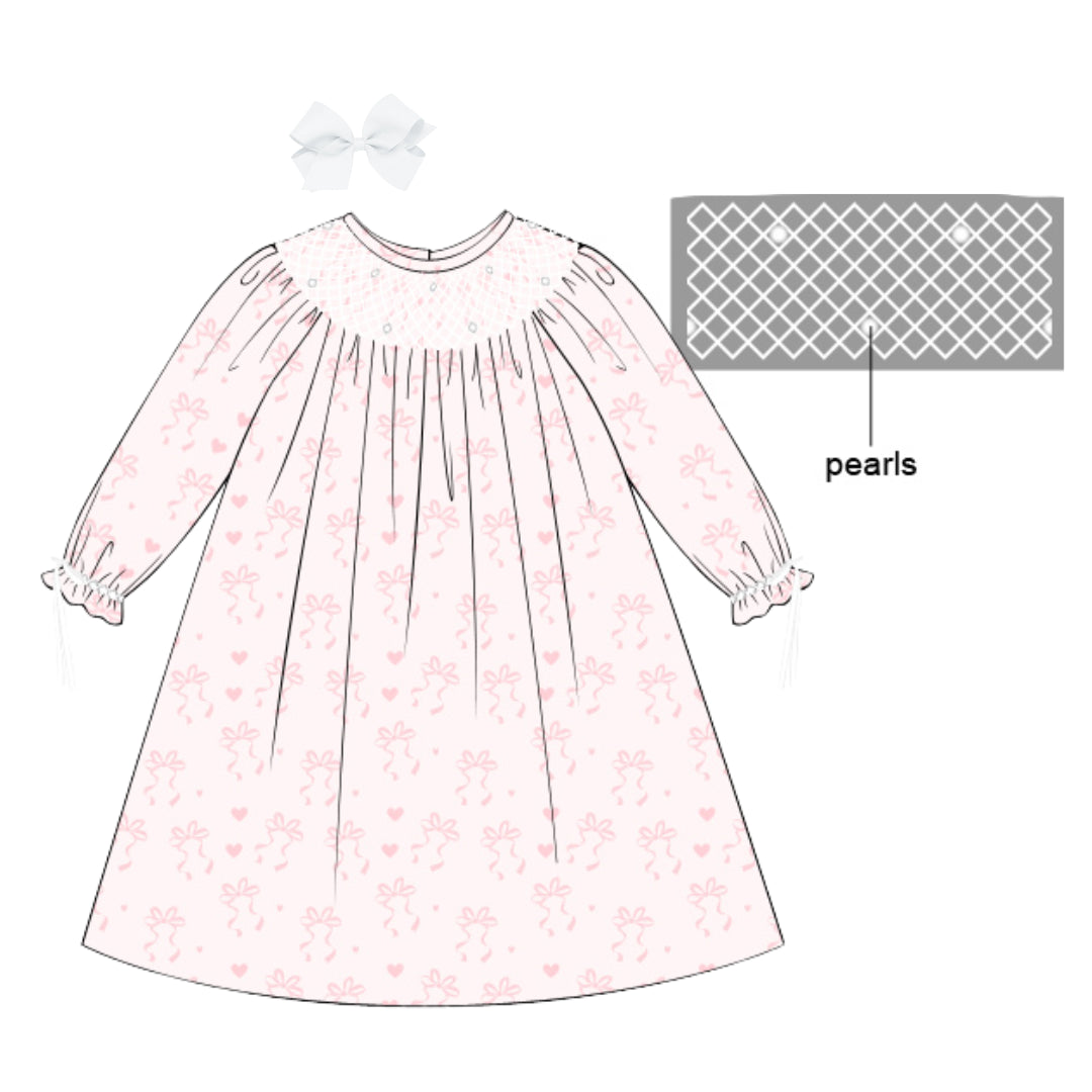 HEARTSTRINGS GEOMETRIC SMOCKED BISHOP DRESS