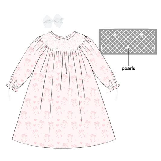 HEARTSTRINGS GEOMETRIC SMOCKED BISHOP DRESS