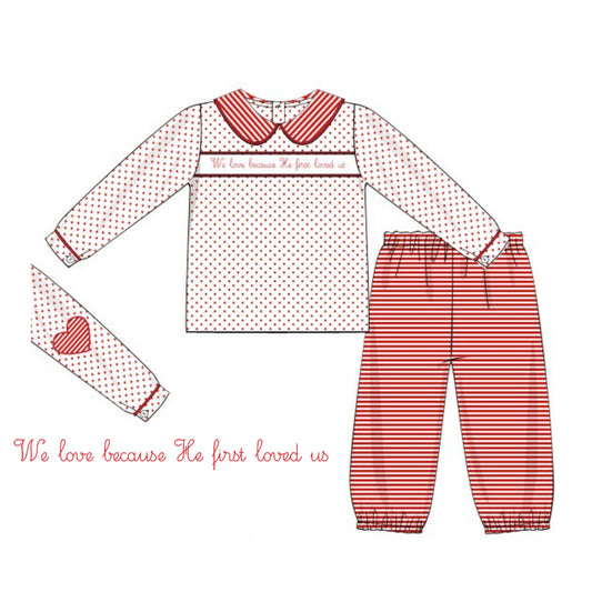 BOYS HE LOVED US FIRST PANT SET