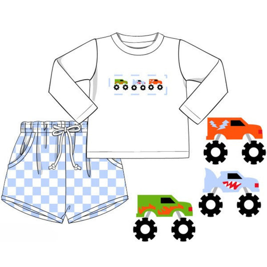 SMOCKED MONSTER TRUCKS SHORT SET