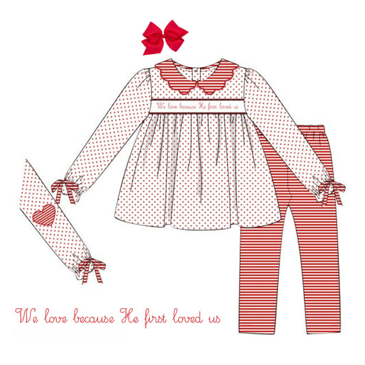 GIRLS HE LOVED US FIRST LEGGING SET