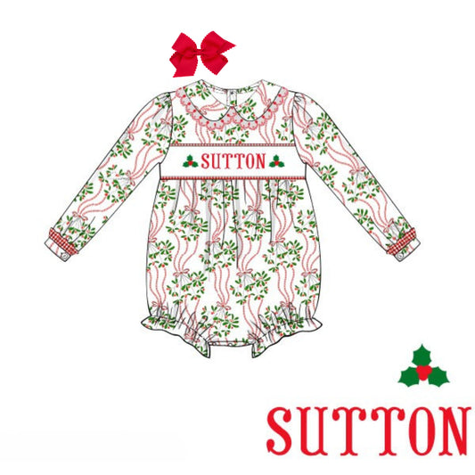 GIRLS HOLLY NAME SMOCKED BUBBLE