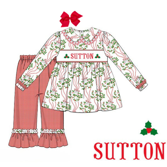 GIRLS HOLLY NAME SMOCKED PANT SET
