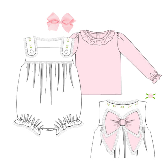 WHITE ROSETTE BUBBLE & PINK TOP