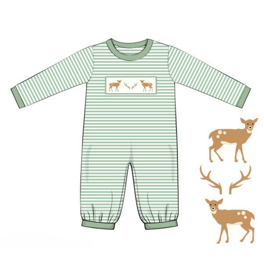 SMOCKED DEER KNIT ROMPER