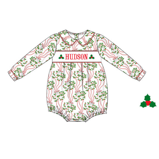 BOYS HOLLY NAME SMOCKED BUBBLE