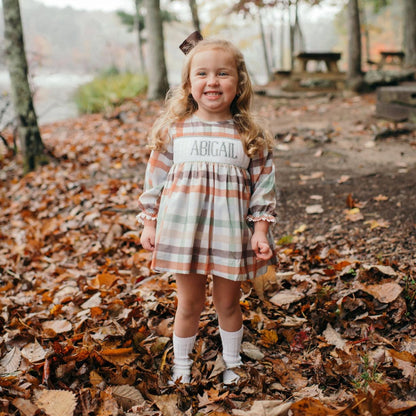 GIRLS FALL PLAID THANKFUL SMOCKED DIAPER SET