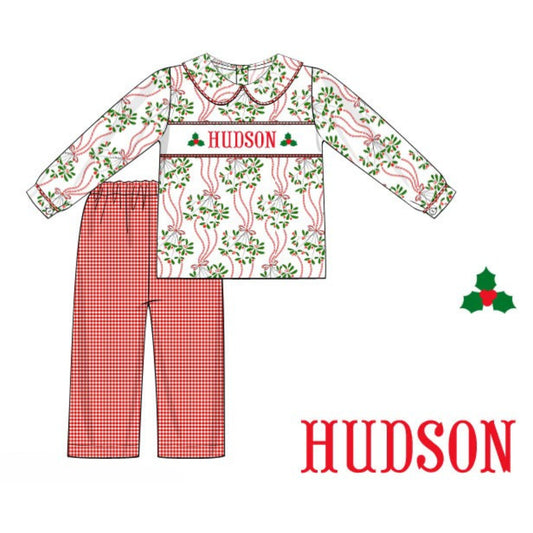 BOYS HOLLY NAME SMOCKED PANT SET
