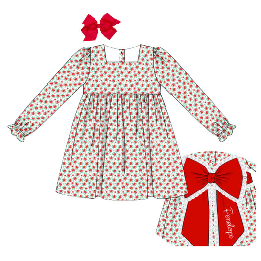 MERRY FLORAL BOW BACK DRESS