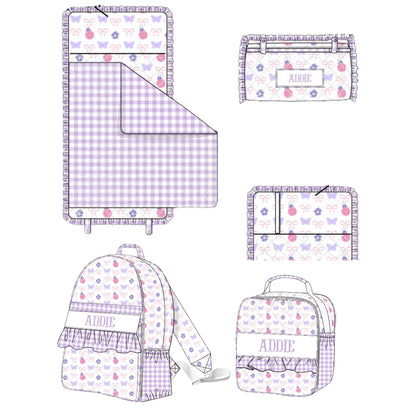 LAVENDAR LADYBUGS NAME SMOCK LUGGAGE