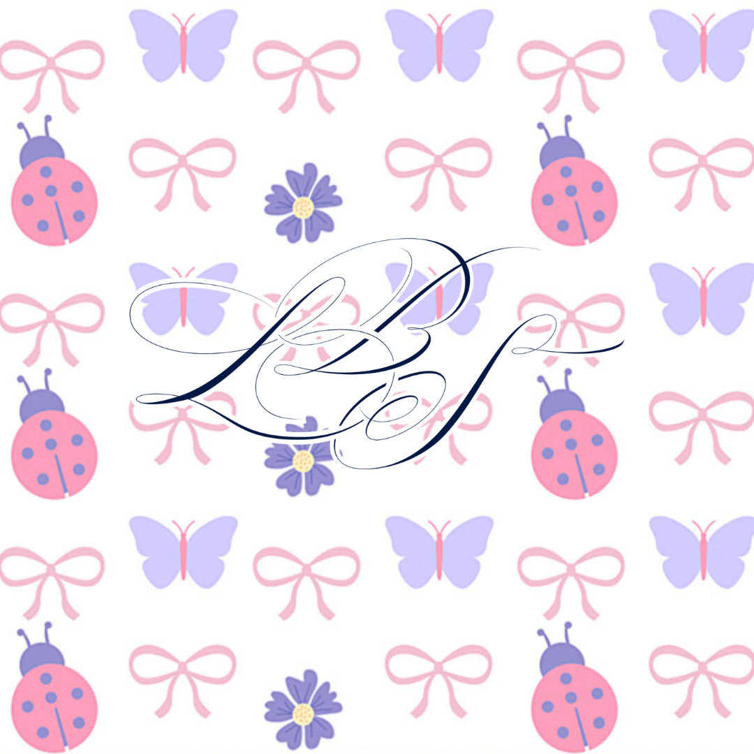 LAVENDAR LADYBUGS NAME SMOCK LUGGAGE