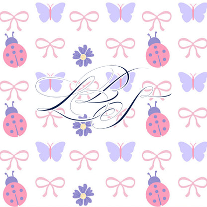 LAVENDAR LADYBUGS NAME SMOCK LUGGAGE