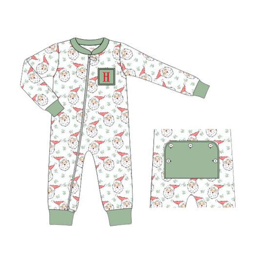 BOYS SANTA INITIAL SMOCKED ZIP UP LOUNGEWEAR