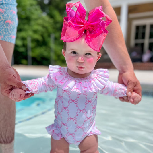 SMOCKED BOWS RASHGUARD