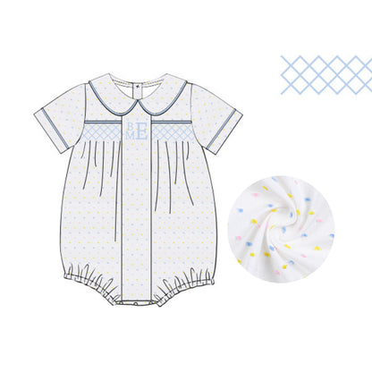 BOYS PASTEL SWISS DOT SMOCKED BUBBLE
