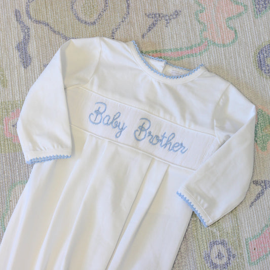 SMOCKED BABY BROTHER GOWN
