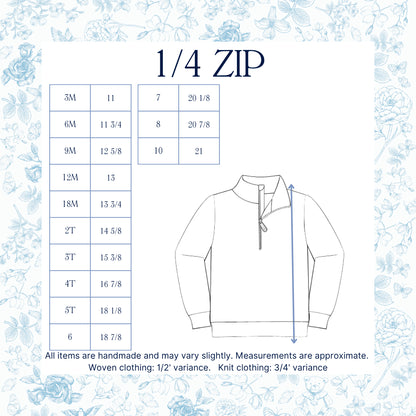 PASTEL FLORAL & BOWS NAME SMOCKED 1/4 ZIP SET