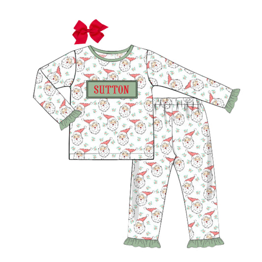 GIRLS SANTA 2PC NAME SMOCKED LOUNGEWEAR