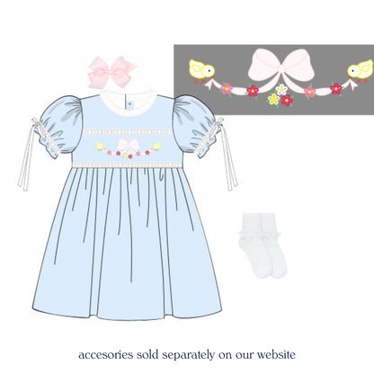 BLUE CHICK EASTER BOW HEIRLOOM DRESS