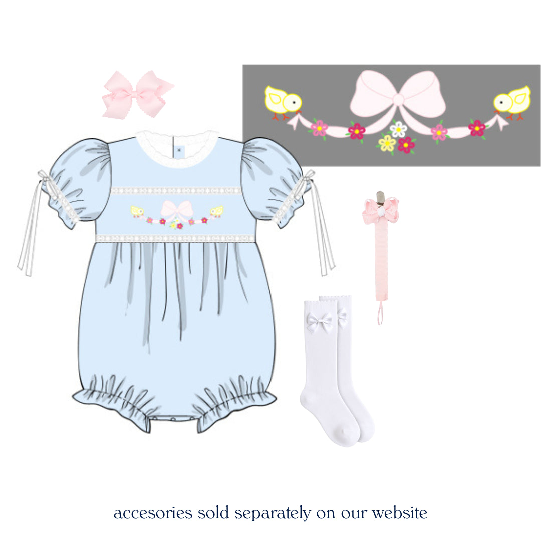 BLUE CHICK EASTER BOW HEIRLOOM BUBBLE