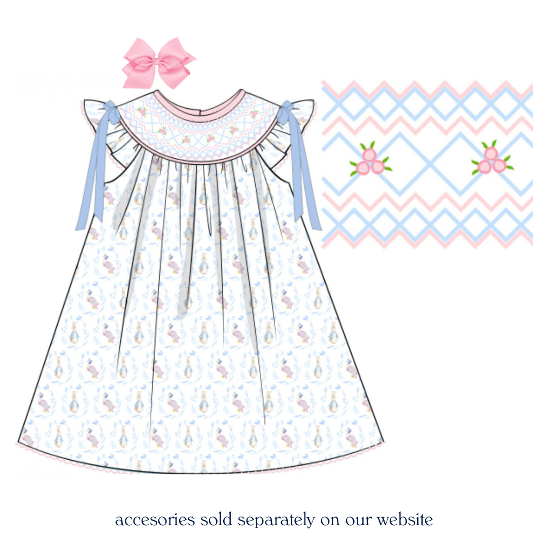 SMOCKED ROSETTES PETER RABBIT BISHOP DRESS