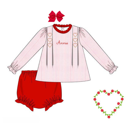PINK PINSTRIPED HEART DIAPER SET