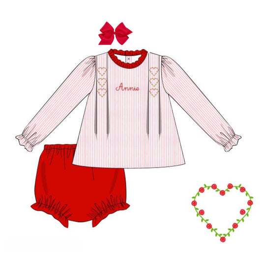 PINK PINSTRIPED HEART DIAPER SET